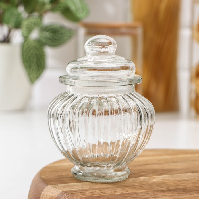 Банка стеклянная для сыпучих продуктов «Юла», 320 мл, 9×13 см