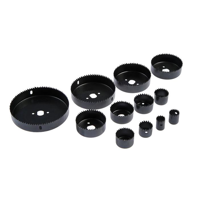 Набор пил кольцевых ТУНДРА, 19-22-28-32-38-44-51-64-76-89-102-127 мм, 12 шт. - Фото 1