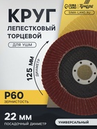 Круг лепестковый торцевой ТУНДРА, 125×22 мм, Р60 - Фото 1