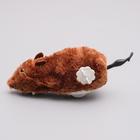 Мышь заводная меховая, 12 см, коричневая - Фото 3