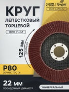 Круг лепестковый торцевой ТУНДРА, 125×22 мм, Р80 - Фото 1