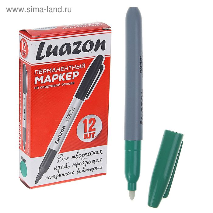 Маркер перманентный 3.0 мм зелёный Luazon - Фото 1