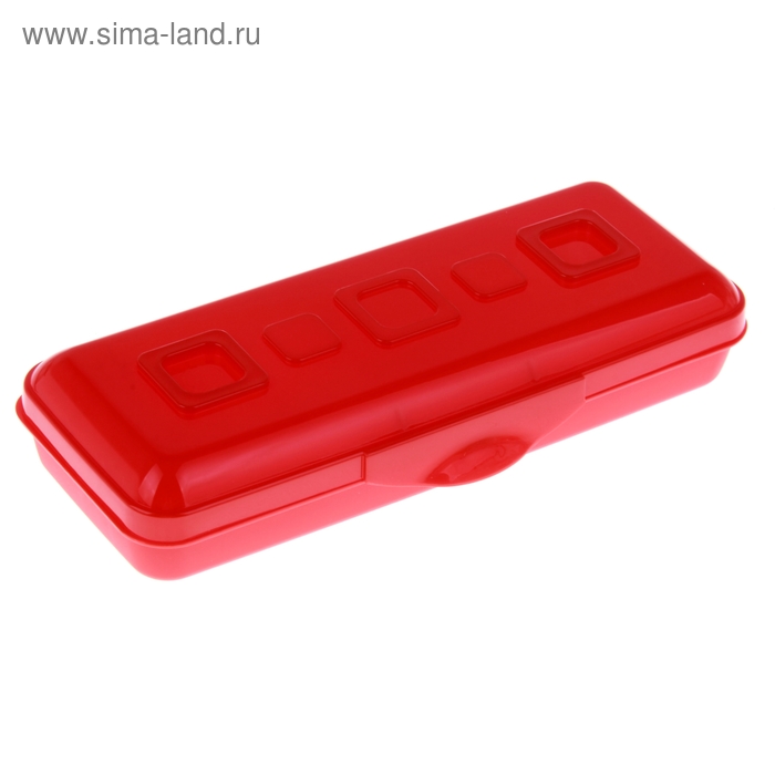 Пенал пластиковый футляр 90х210х40 мм "Премиум", красный - Фото 1
