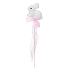 Игрушка из пенопласта на палочке «Зайка», с розовой лентой, цвет белый - Фото 2