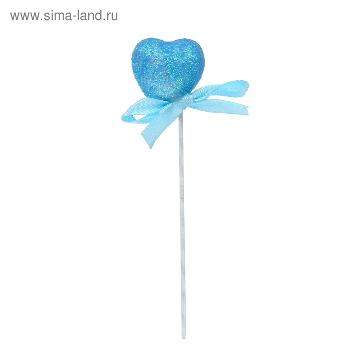 Игрушка из пенопласта «Сердце на палочке» с бантиком, синий цвет - Фото 1