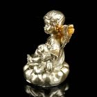 Сувенир полистоун "Ангелочек с игрушкой" под бронзу с золотыми крыльями МИКС 6,5х4,5 см - Фото 3