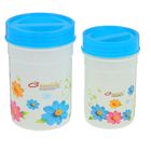 Набор банок для сыпучих продуктов с ложками "Все под рукой", 2 шт: банка 7,5х12 см 400 мл, банка 9х14 см 600 мл, цвет МИКС - Фото 1