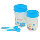 Набор банок для сыпучих продуктов с ложками "Все под рукой", 2 шт: банка 7,5х12 см 400 мл, банка 9х14 см 600 мл, цвет МИКС - Фото 2