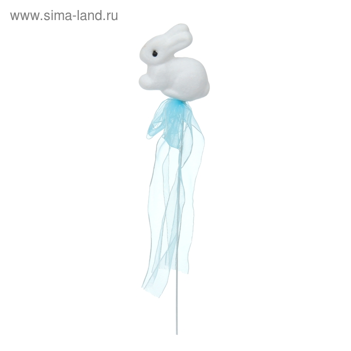 Игрушка из пенопласта «Зайка», белый с голубой лентой - Фото 1