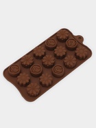 Форма для конфет и шоколада Доляна «Ассорти», силикон, 22×10.5×1.5 см, 15 ячеек (d=2.7 см), коричневая - Фото 1