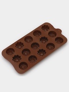 Форма для конфет и шоколада Доляна «Ассорти», силикон, 22×10.5×1.5 см, 15 ячеек (d=2.7 см), коричневая - Фото 3