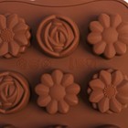 Форма для шоколада Доляна «Ассорти», силикон, 22×10,5×1,5 см, 15 ячеек (d=2,7 см), цвет коричневый - Фото 3
