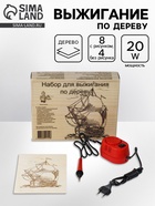 Выжигание по дереву, набор: прибор + 12 дощечек: 21.3×14.8×0.4 см, мощность: 220 В - Фото 1