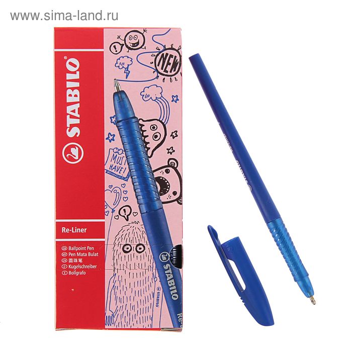 Ручка шариковая Stabilo RE-Liner 868, узел 0.5 мм, чернила синие - Фото 1