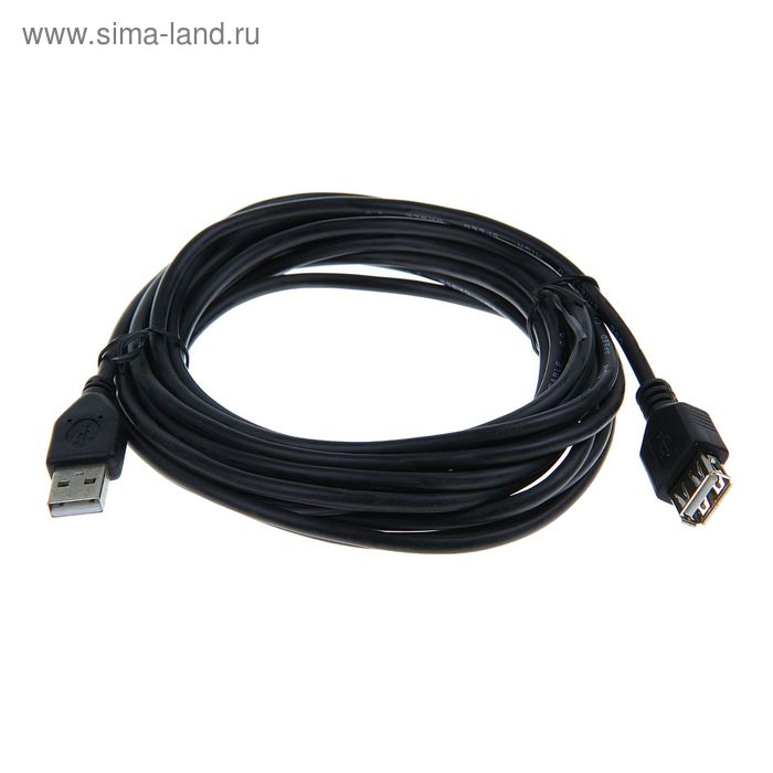 Кабель-удлинитель Smartbuy K-851, USB2.0, A(m)-A(f), 5 м, черный - Фото 1