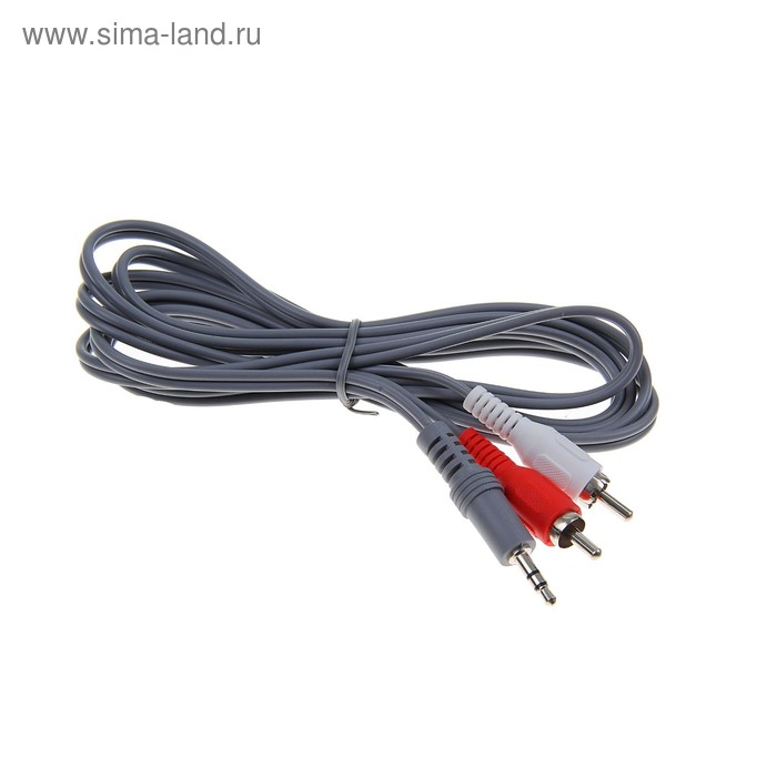 Кабель-переходник аудио Smartbuy KA311, Jack 3.5 мм(m)-2xRCA(m), 1.8 м, серый - Фото 1