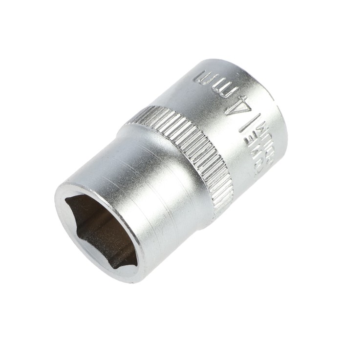 Головка торцевая шестигранная ТУНДРА, под квадрат 1/2", 14 мм, CrV - Фото 1