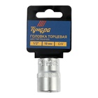 Головка торцевая шестигранная ТУНДРА, под квадрат 1/2", 19 мм, CrV - Фото 3