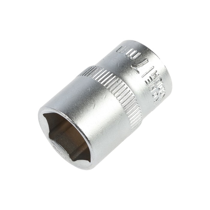 Головка торцевая шестигранная ТУНДРА, под квадрат 1/2", 17 мм, CrV - Фото 1