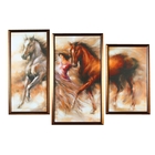 Картина модульная в раме "Девушка с конями" 1-57х35, 1-70х35, 1-74х42 см, 74х112 см  МИКС - Фото 1