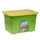 Ящик для игрушек с аппликацией, на колёсиках, с крышкой, цвет зелёный - Фото 4