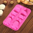 Форма силиконовая для выпечки Доляна «Кролик, мишка, пингвин», 25,5×16,8×2,8 см, 6 ячеек, цвет МИКС - Фото 1