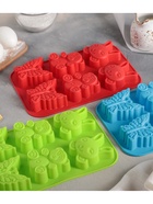 Форма для выпечки Доляна «Животные. Зоопарк», силикон, 26×17 см, 6 ячеек (7.2×6.4 см), МИКС 1166897