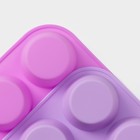 Форма для выпечки Доляна «Круг», силикон, 29×22×3 см, 12 ячеек, d=6.5 см, розовая - Фото 6