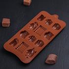 Форма силиконовая для украшений Доляна «Чаепитие», 22.5×10.5×2 см, 12 ячеек, силикон, коричневая - Фото 3