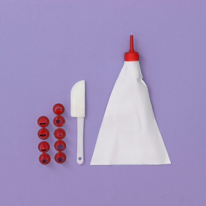 Набор кондитерский, 12 предметов: 10 насадок, лопатка, мешок, МИКС - Фото 1