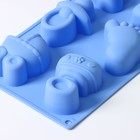 Форма для выпечки Доляна «Праздник.Для новорожденных», силикон, 28.5×16.5 см, 6 ячеек (8×5.7 см), голубая - Фото 4