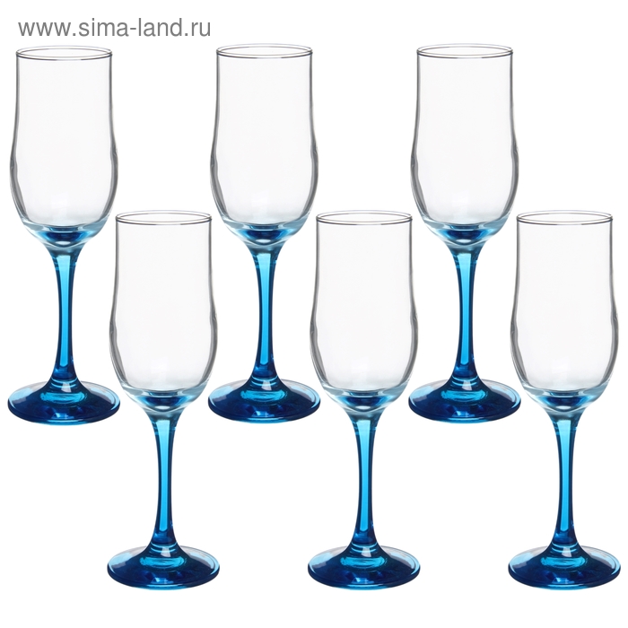 Набор бокалов для шампанского 200 мл "Синяя ножка", 6 шт - Фото 1