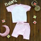 Детский костюм "Букет": футболка н азавязках, шорты, на 0-6 мес, цвет розовый - Фото 7