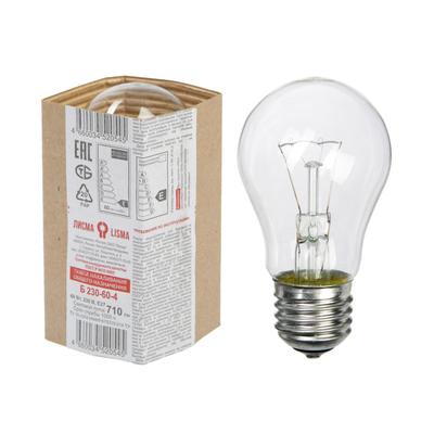 Лампа накаливания «Лисма», Б, Е27, 60 Вт, 230 В