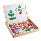 Конструктор магнитный «Геометрия» в дерев коробке + набор игровых карточ, мел, маркер, губка - Фото 4