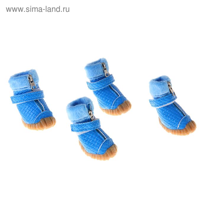 Ботинки рельефные, размер 4 (подошва 5,5 х 4,5 см), синие - Фото 1