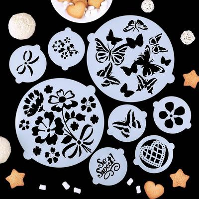 Набор кондитерских трафаретов для украшения выпечки «Букет», 8 шт.: 2 шт.: d=20 см, 6 шт.: d=8 см