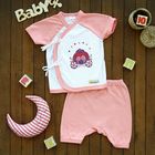 Детский костюм "Карета": футболка на завязках, шорты, на 9-12 мес, цвет розовый - Фото 1