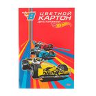 Картон цветной двухсторонний А4, 8 листов, 8 цветов "Машинки (Hot wheels)" - Фото 1