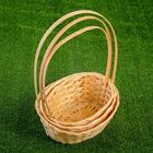 Набор корзин плетёных, бамбук, 3 шт., натуральный цвет, средние - Фото 2