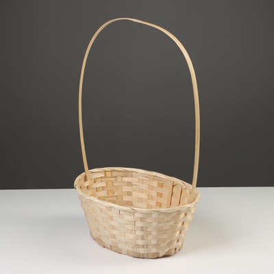 Корзина плетеная (бамбук), 30х22xH13/49см натуральный