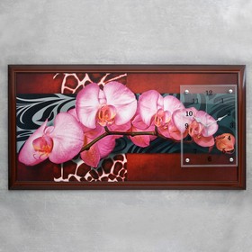 Часы-картина настенные, серия: Цветы, "Орхидеи на ветке", 50 х 100 см, микс
