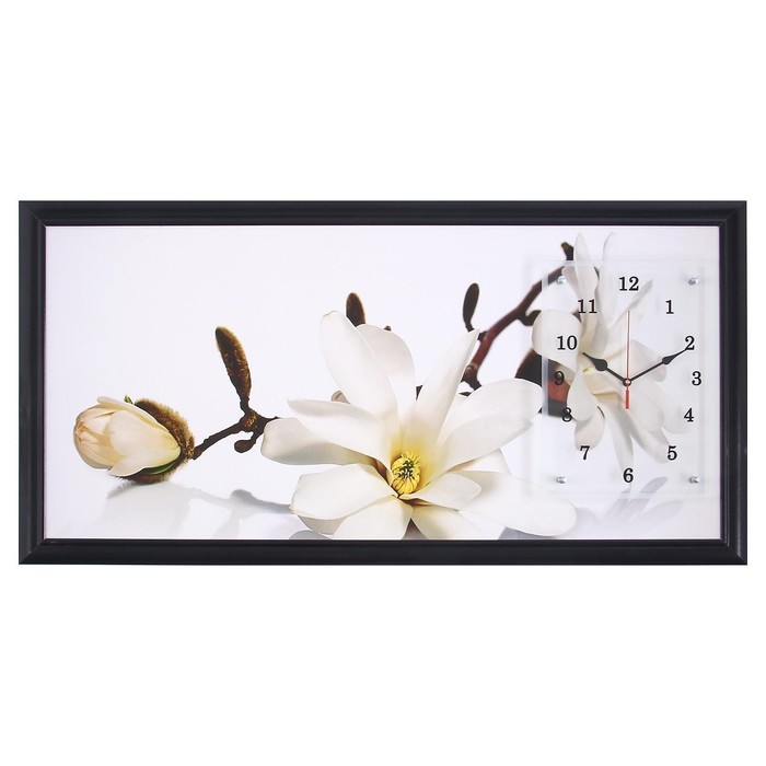 Часы-картина настенные, серия: Цветы, "Ветка с цветами и почками", 50 х 100 см - фото 1905350015