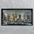 Часы-картина настенные, серия: Город, "Ночной Сингапур", 50 х 100 см - фото 2843328