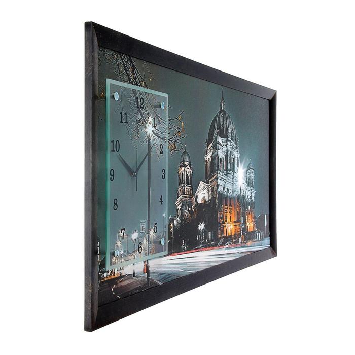 Часы-картина настенные, серия: Город, "Ночной Берлин", 50 х 100 см - фото 1905350046