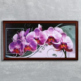 Часы-картина настенные, серия: Цветы, "Нежная орхидея", 50 х 100 см, микс