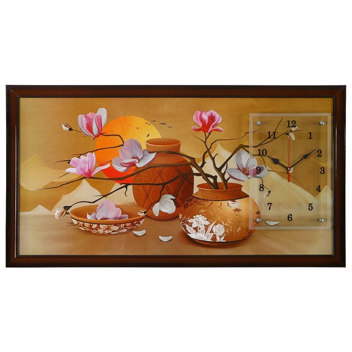 Часы-картина настенные, серия: Цветы, "Закат в пустыне", 50 х 100 см - Фото 1