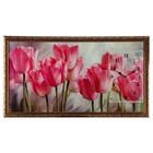 Часы-картина настенные, серия: Цветы, "Розовые тюльпаны", 50 х 100 см - фото 8431885