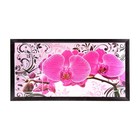 Часы-картина настенные, серия: Цветы, "Розовые орхидеи с узором", 50 х 100 см - фото 2843385