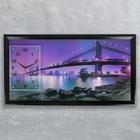 Часы-картина настенные, интерьерные "Бруклинский мост", 50 х 100 см, на холсте, бесшумные - фото 317880353